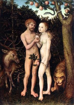 Cranes, Lukas the Senior (1472 - 1553) Adam and Eve 1531 State museum (Berlin)